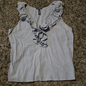 Lauren Ralph Lauren Light Blue Ruffled Tank Top
